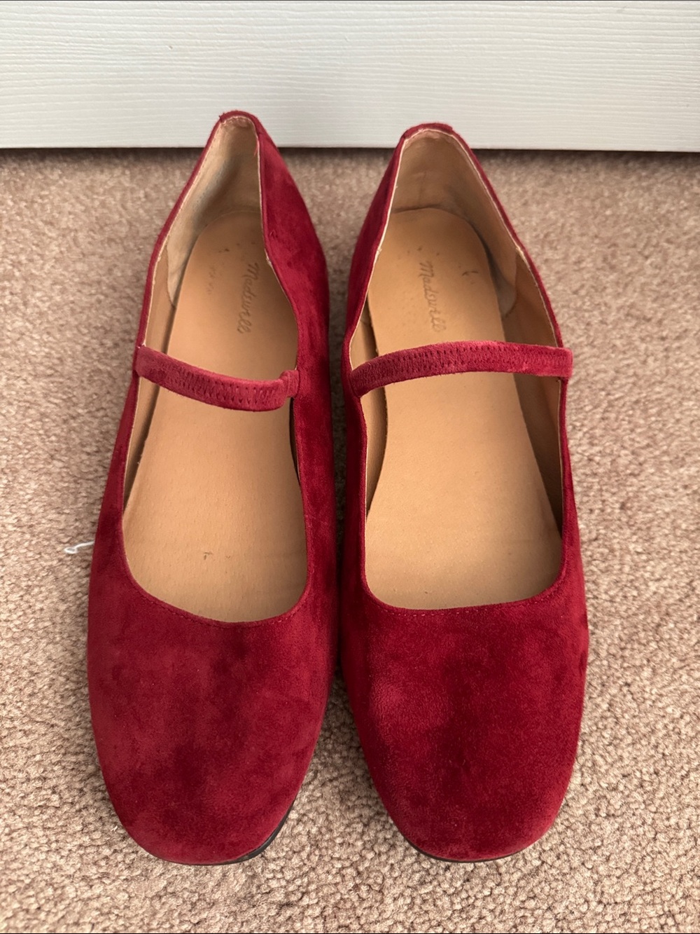 Madewell Wine Red Suede Mary Jane Flats